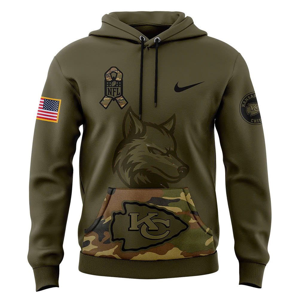 Kansas City Chiefs Camo Salute to Service Club Fleece Pullover Hoodie - Famjoys Kansas City Chiefs Camo Salute to Service Club Fleece Pullover Hoodie - Famjoys