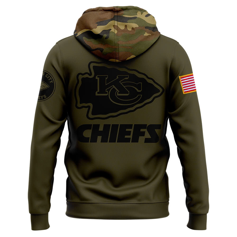 Kansas City Chiefs Camo Salute to Service Club Fleece Pullover Hoodie V2 - Famjoys Kansas City Chiefs Camo Salute to Service Club Fleece Pullover Hoodie V2 - Famjoys