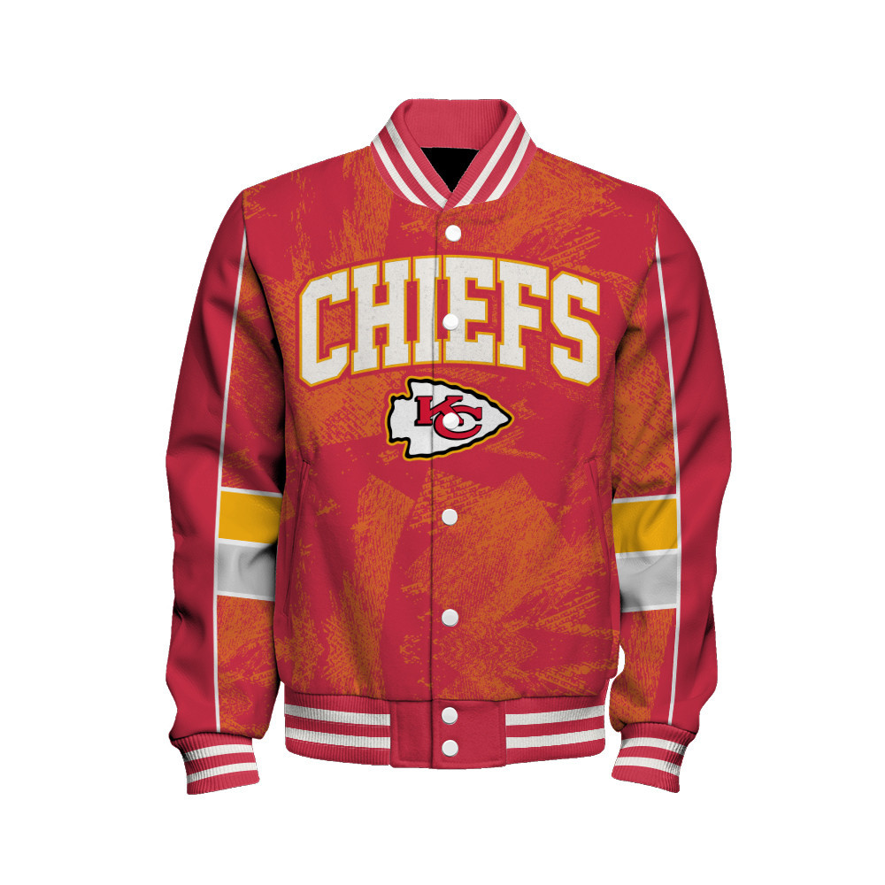 Kansas City Chiefs - Cheering Symbols Unisex Varsity Jacket - Famjoys Kansas City Chiefs - Cheering Symbols Unisex Varsity Jacket - Famjoys