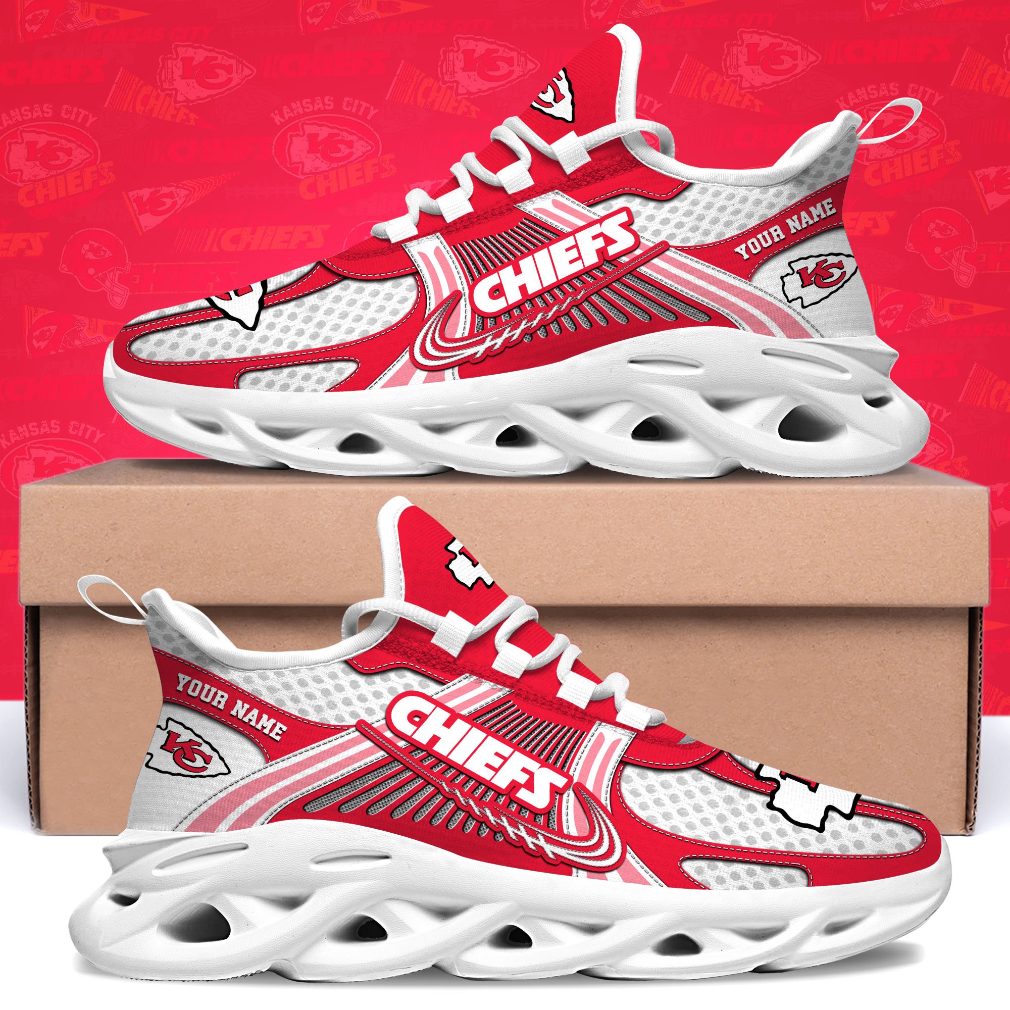 Kansas City Chiefs Clunky Sneakers Custom Your Name, Sport Sneakers For Fans, Gifts For Sport Lovers, Gift For Dad ETRG-62453 - Famjoys Kansas City Chiefs Clunky Sneakers Custom Your Name, Sport Sneakers For Fans, Gifts For Sport Lovers, Gift For Dad ETRG-62453 - Famjoys