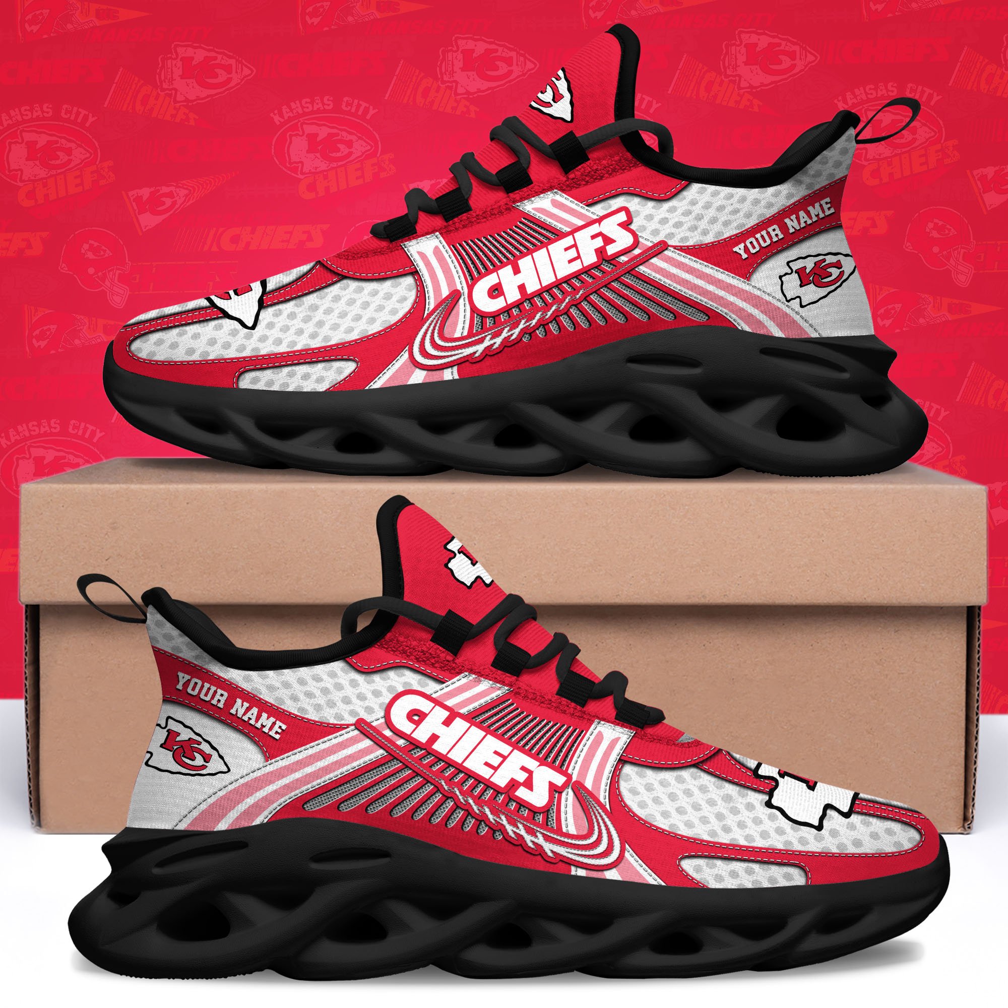 Kansas City Chiefs Clunky Sneakers Custom Your Name, Sport Sneakers For Fans, Gifts For Sport Lovers, Gift For Dad ETRG-62453 - Famjoys Kansas City Chiefs Clunky Sneakers Custom Your Name, Sport Sneakers For Fans, Gifts For Sport Lovers, Gift For Dad ETRG-62453 - Famjoys