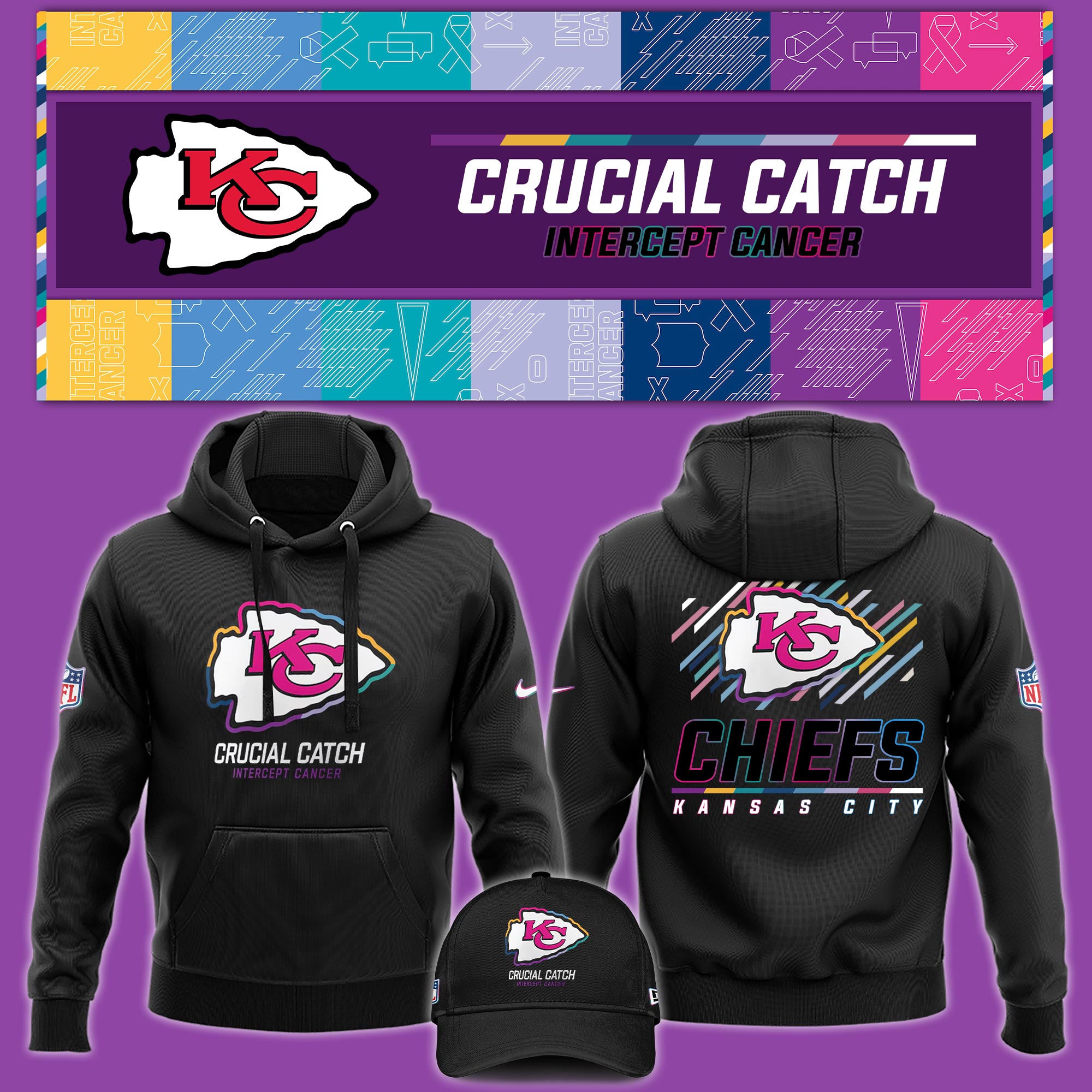 Kansas City Chiefs Crucial Catch Hoodie - Famjoys Kansas City Chiefs Crucial Catch Hoodie - Famjoys