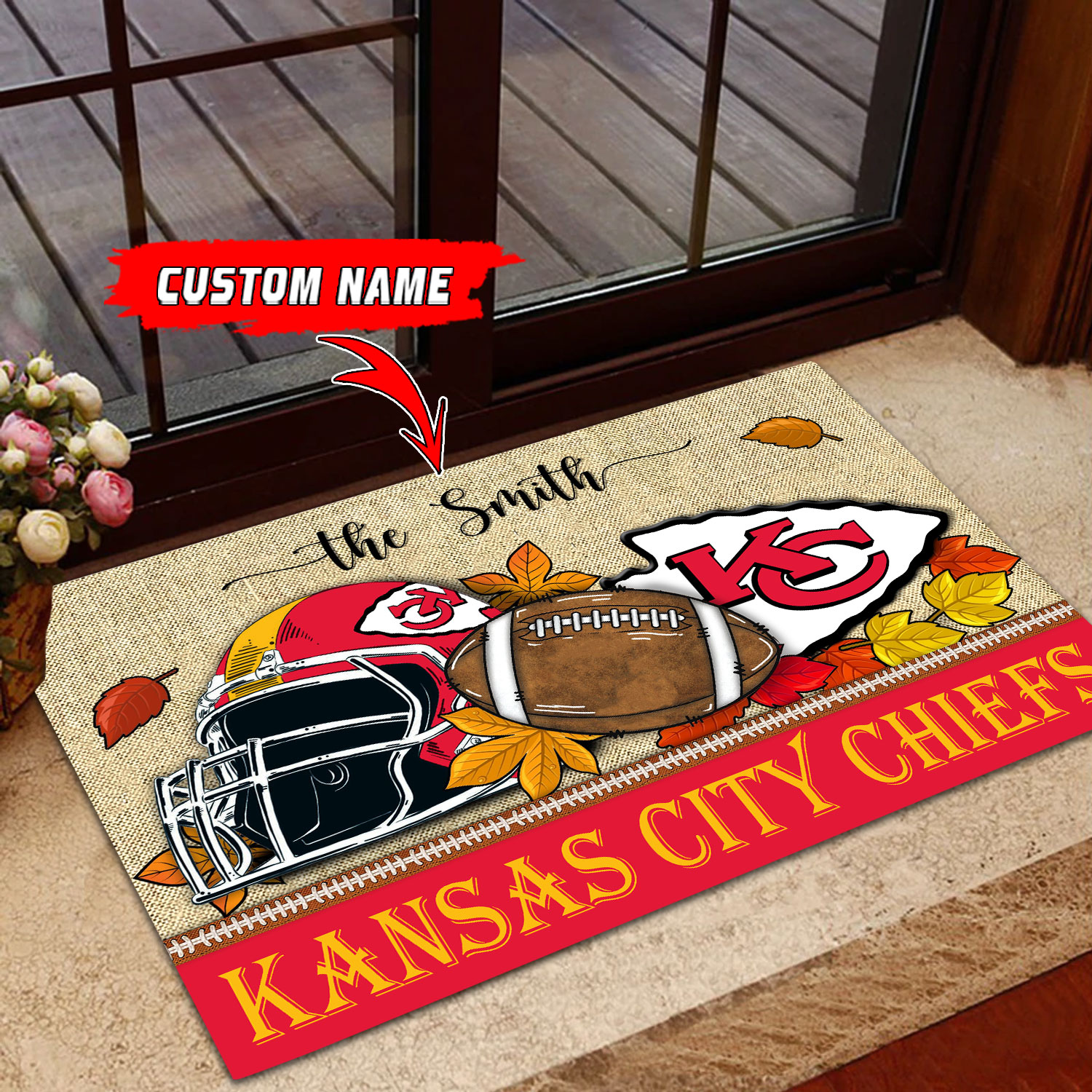 Kansas City Chiefs Football Doormat - Famjoys Kansas City Chiefs Football Doormat - Famjoys