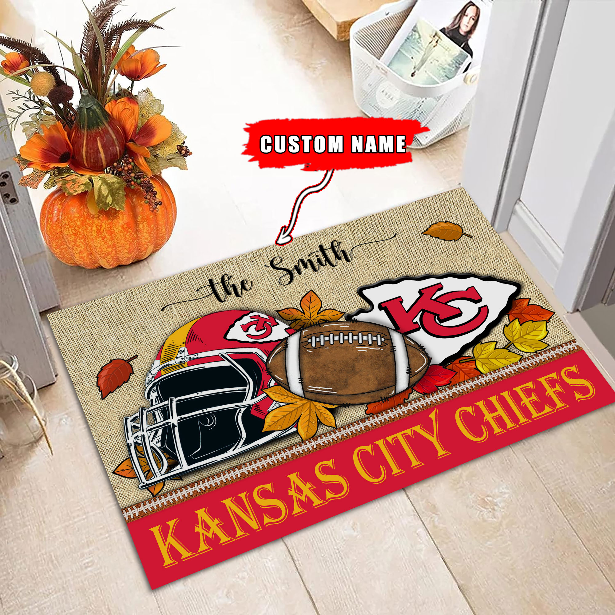 Kansas City Chiefs Football Doormat - Famjoys Kansas City Chiefs Football Doormat - Famjoys