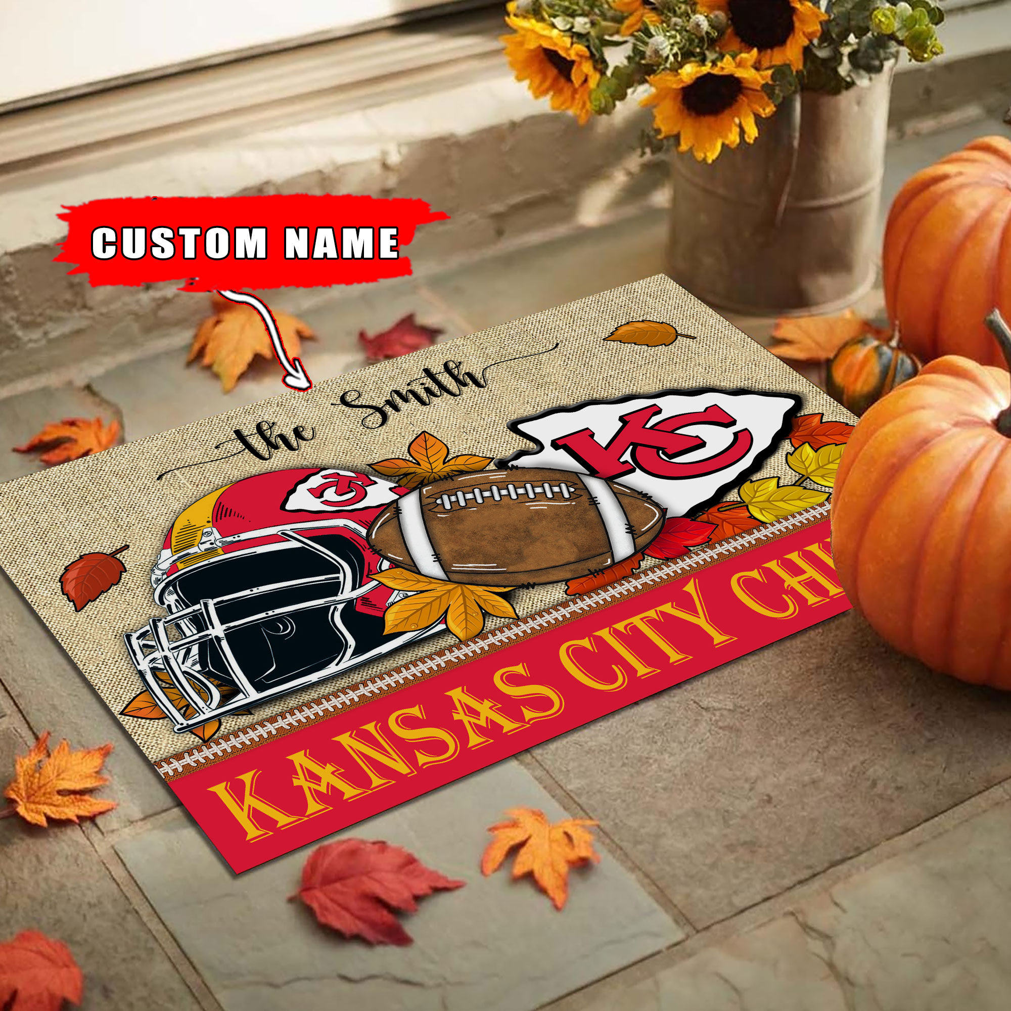 Kansas City Chiefs Football Doormat - Famjoys Kansas City Chiefs Football Doormat - Famjoys