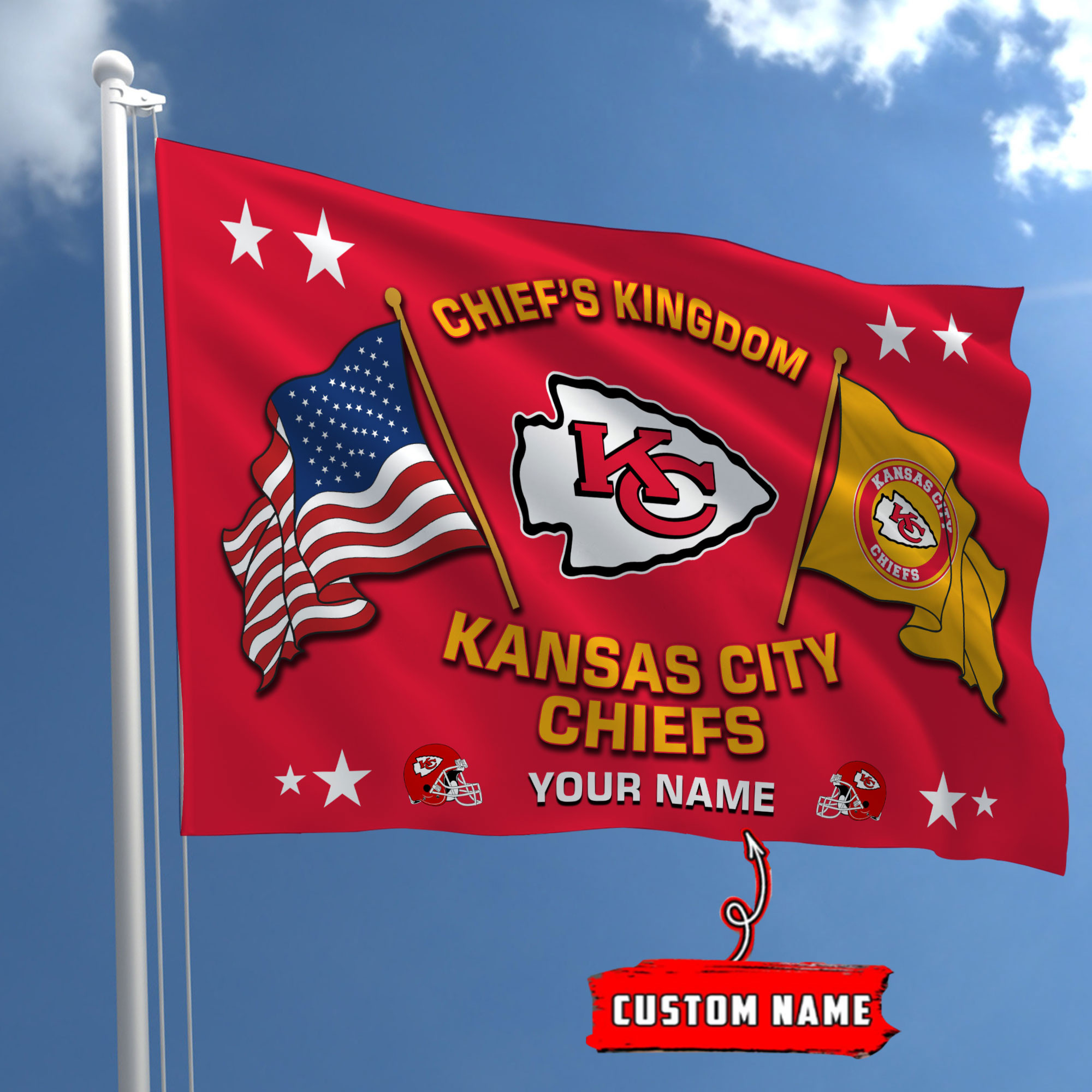 Kansas City Chiefs Football House Flag - Famjoys Kansas City Chiefs Football House Flag - Famjoys