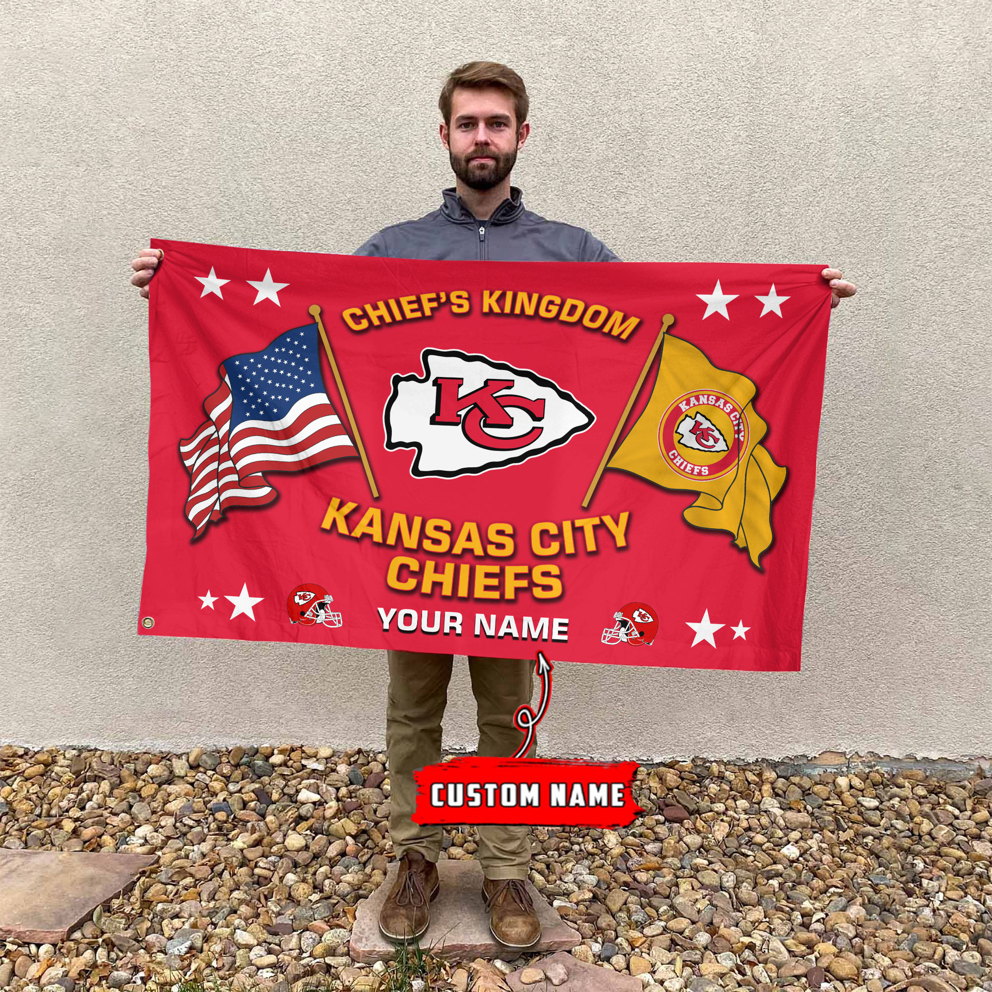 Kansas City Chiefs Football House Flag - Famjoys Kansas City Chiefs Football House Flag - Famjoys