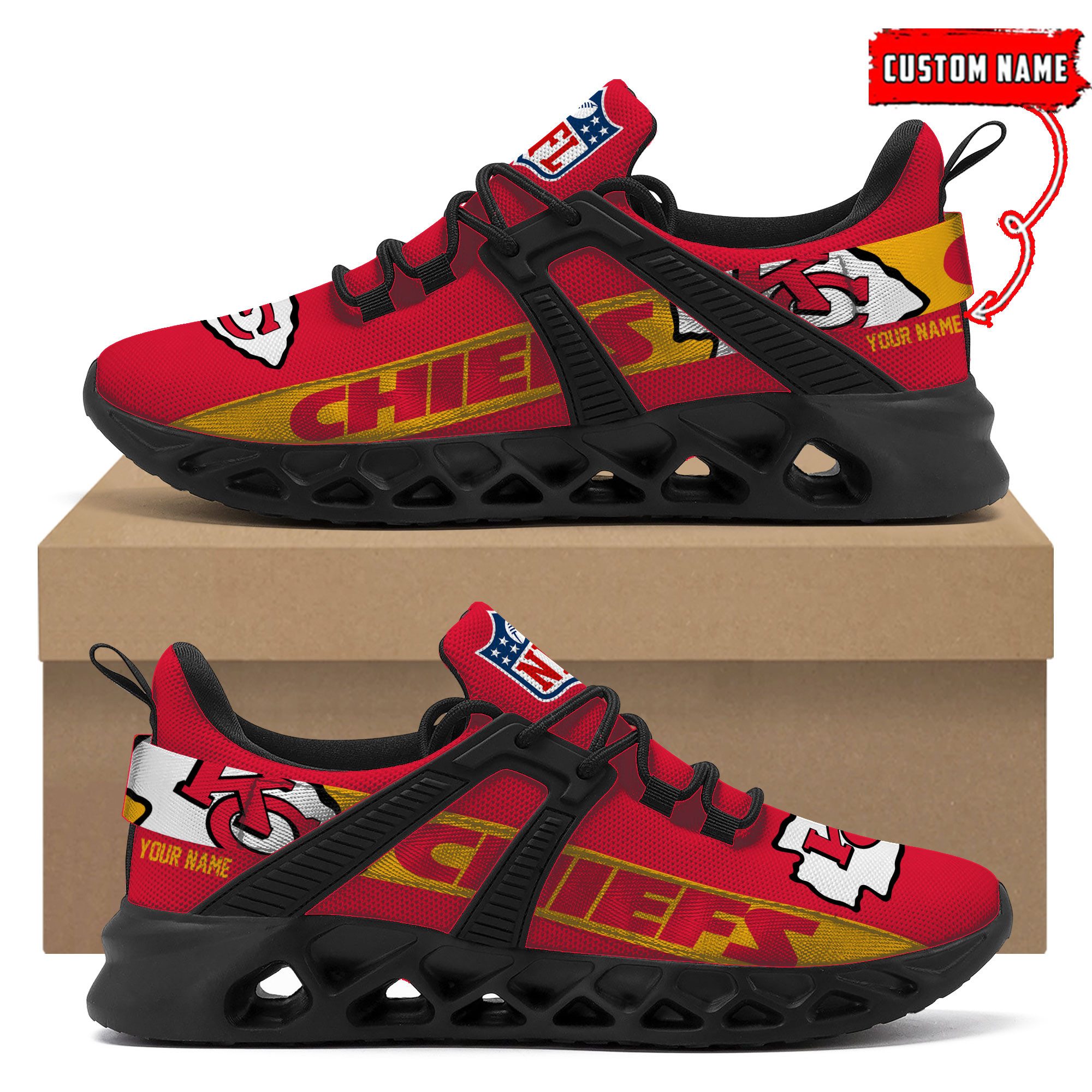 Kansas City Chiefs Football Team Sport Sneakers - Famjoys Kansas City Chiefs Football Team Sport Sneakers - Famjoys