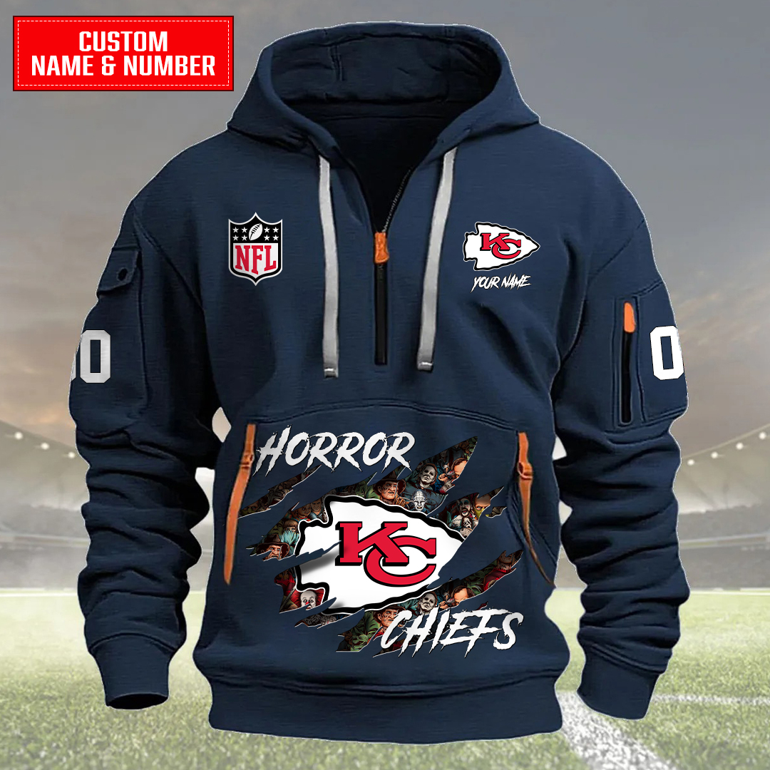 Kansas City Chiefs Halloween Horror Collection Personalize Quarter Zip Hoodie AZCAQZH000025 - Famjoys Kansas City Chiefs Halloween Horror Collection Personalize Quarter Zip Hoodie AZCAQZH000025 - Famjoys