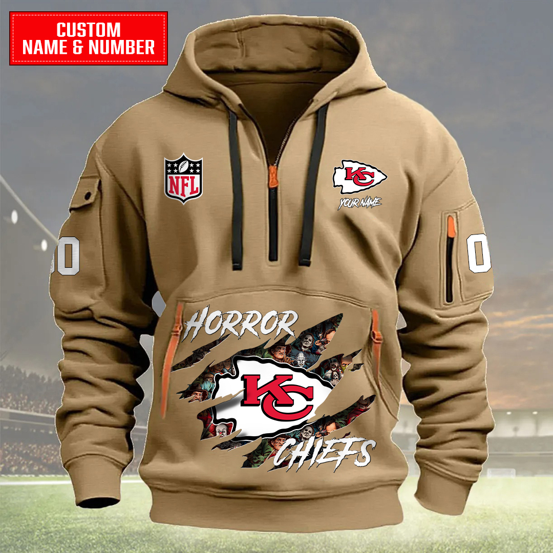 Kansas City Chiefs Halloween Horror Collection Personalize Quarter Zip Hoodie AZCAQZH000025 - Famjoys Kansas City Chiefs Halloween Horror Collection Personalize Quarter Zip Hoodie AZCAQZH000025 - Famjoys
