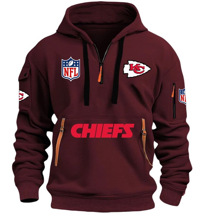 Kansas City Chiefs - HOODIE HALF ZIPPER - QTA405111346 - Famjoys Kansas City Chiefs - HOODIE HALF ZIPPER - QTA405111346 - Famjoys