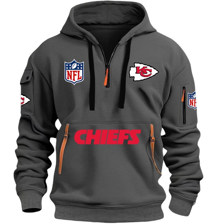 Kansas City Chiefs - HOODIE HALF ZIPPER - QTA405111346 - Famjoys Kansas City Chiefs - HOODIE HALF ZIPPER - QTA405111346 - Famjoys