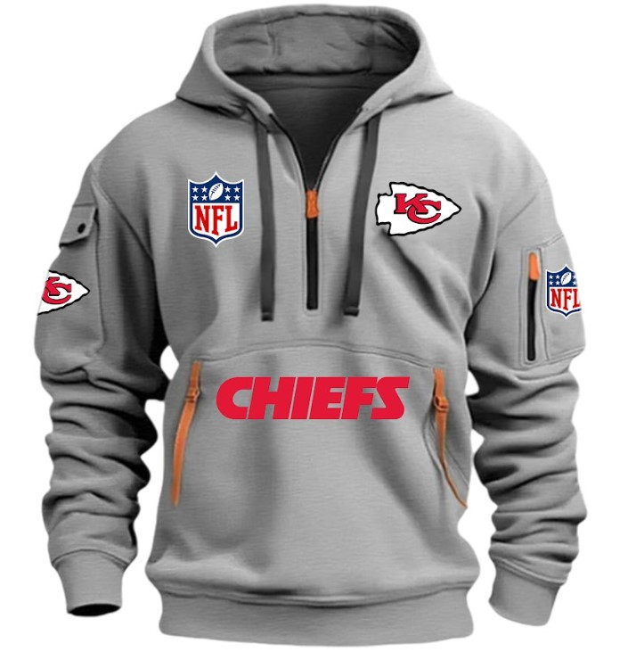 Kansas City Chiefs - HOODIE HALF ZIPPER - QTA405111346 - Famjoys Kansas City Chiefs - HOODIE HALF ZIPPER - QTA405111346 - Famjoys