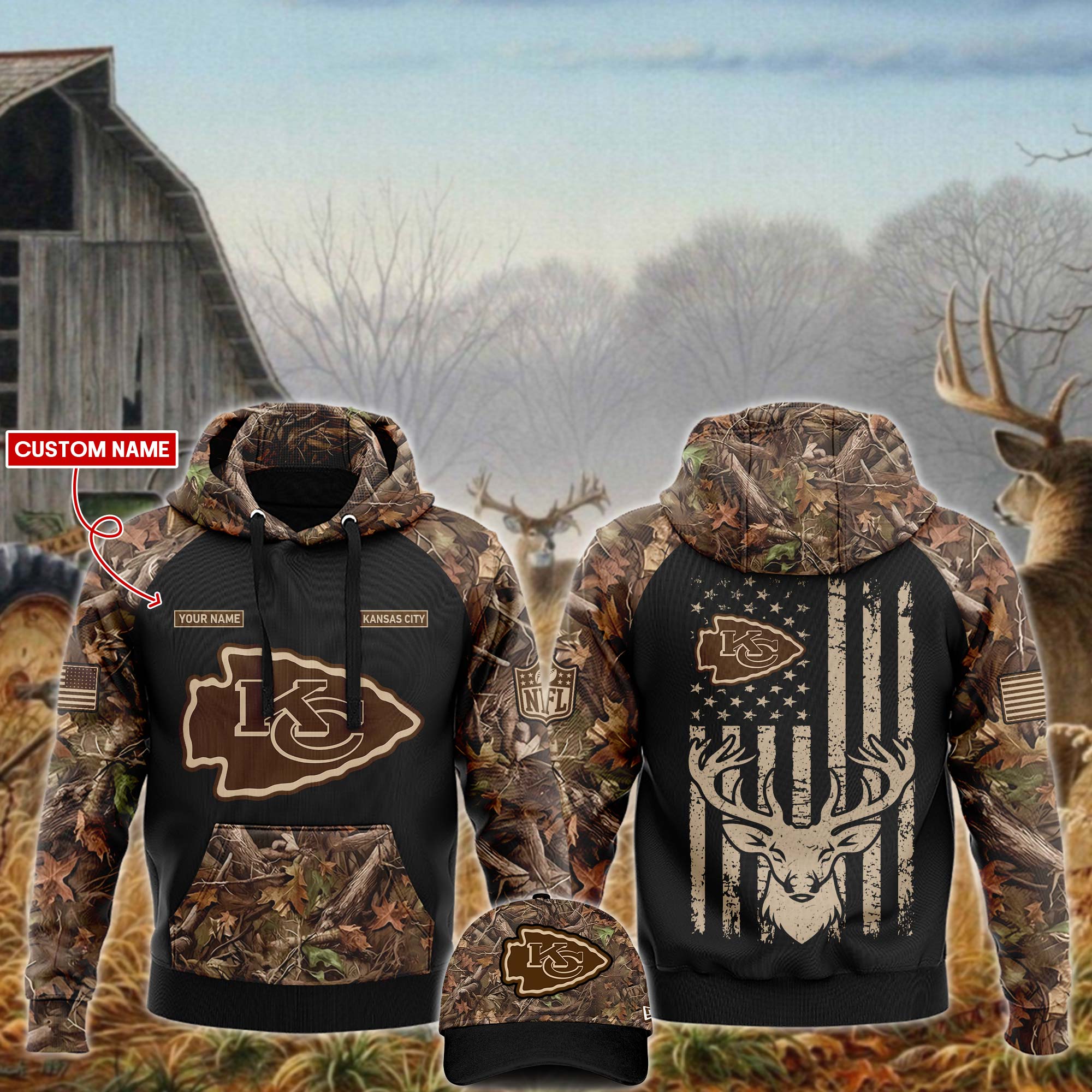 Kansas City Chiefs Hunting Hoodie #1 - Famjoys Kansas City Chiefs Hunting Hoodie #1 - Famjoys
