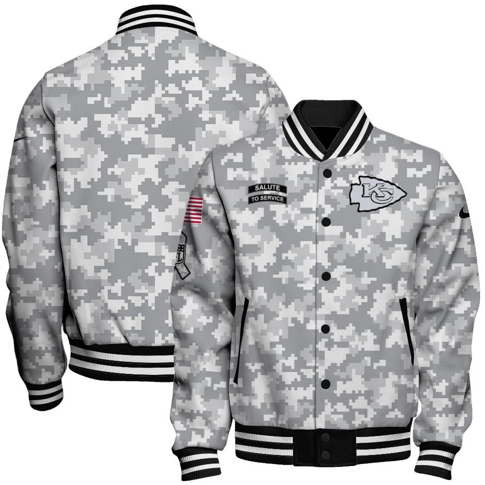 Kansas City Chiefs National Football League Arctic Camo Unisex Varsity Jacket - Famjoys Kansas City Chiefs National Football League Arctic Camo Unisex Varsity Jacket - Famjoys