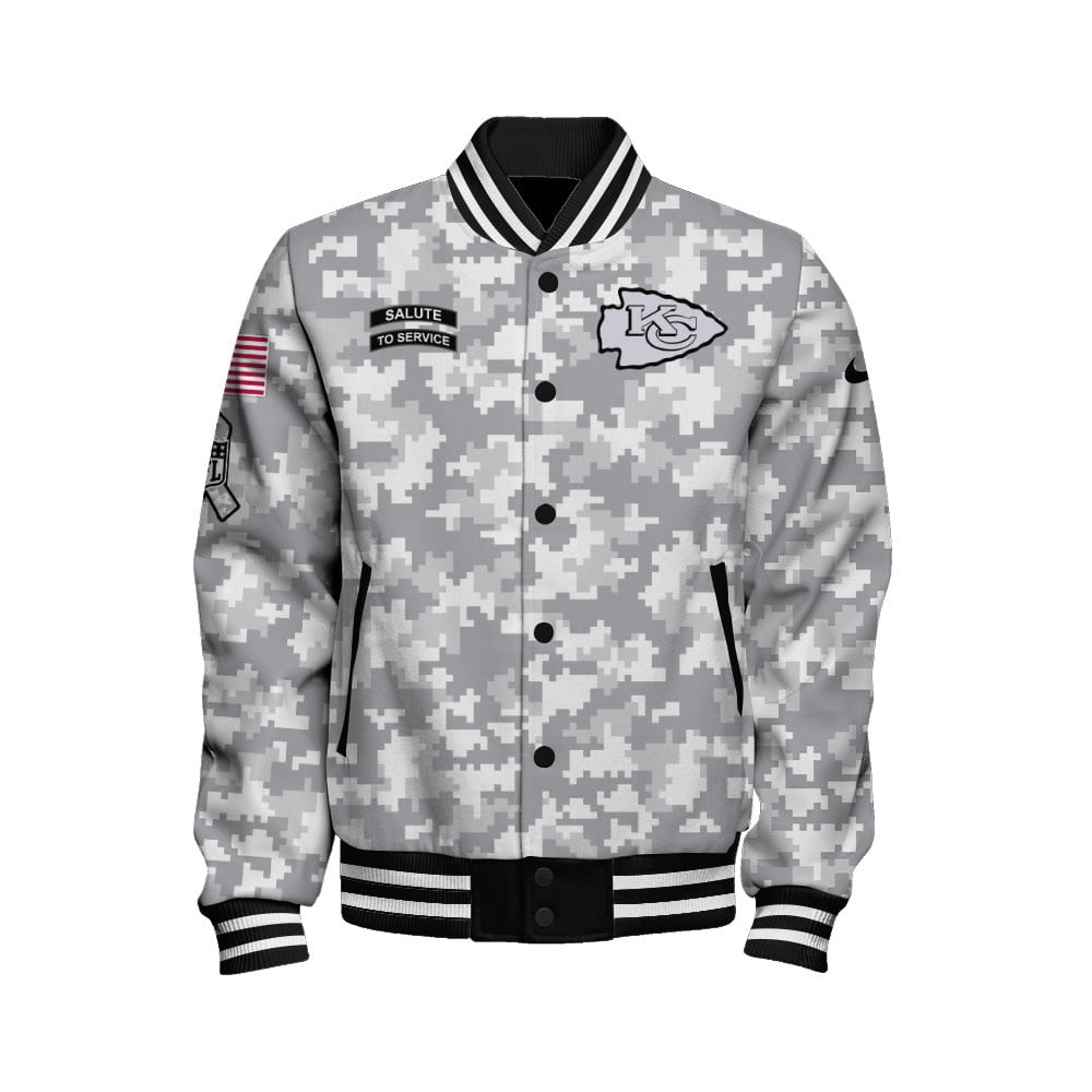 Kansas City Chiefs National Football League Arctic Camo Unisex Varsity Jacket - Famjoys Kansas City Chiefs National Football League Arctic Camo Unisex Varsity Jacket - Famjoys