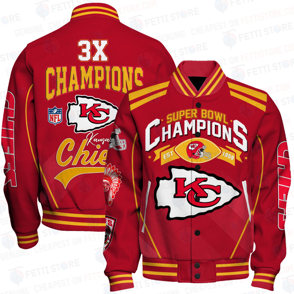Kansas City Chiefs National Football League Champions Varsity Jacket - Famjoys Kansas City Chiefs National Football League Champions Varsity Jacket - Famjoys