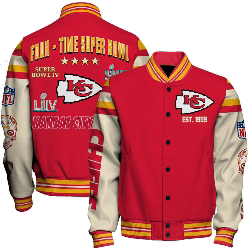 Kansas City Chiefs National Football League Print Varsity Jacket SFAT V19 - Famjoys Kansas City Chiefs National Football League Print Varsity Jacket SFAT V19 - Famjoys