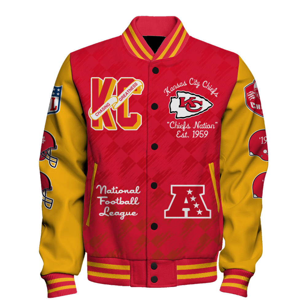 Kansas City Chiefs National Football League Unisex Varsity Jacket SFAT V7 - Famjoys Kansas City Chiefs National Football League Unisex Varsity Jacket SFAT V7 - Famjoys