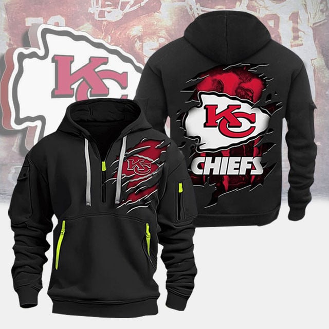 Kansas City Chiefs New Personalized Quarter Zip Hoodie AZBTQZH000064 - Famjoys Kansas City Chiefs New Personalized Quarter Zip Hoodie AZBTQZH000064 - Famjoys