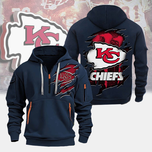 Kansas City Chiefs New Personalized Quarter Zip Hoodie AZBTQZH000064 - Famjoys Kansas City Chiefs New Personalized Quarter Zip Hoodie AZBTQZH000064 - Famjoys