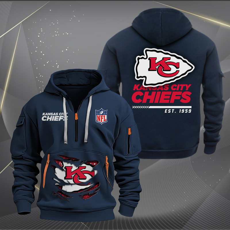 Kansas City Chiefs New Personalized Quarter Zip Hoodie AZBTQZH000110 - Famjoys Kansas City Chiefs New Personalized Quarter Zip Hoodie AZBTQZH000110 - Famjoys