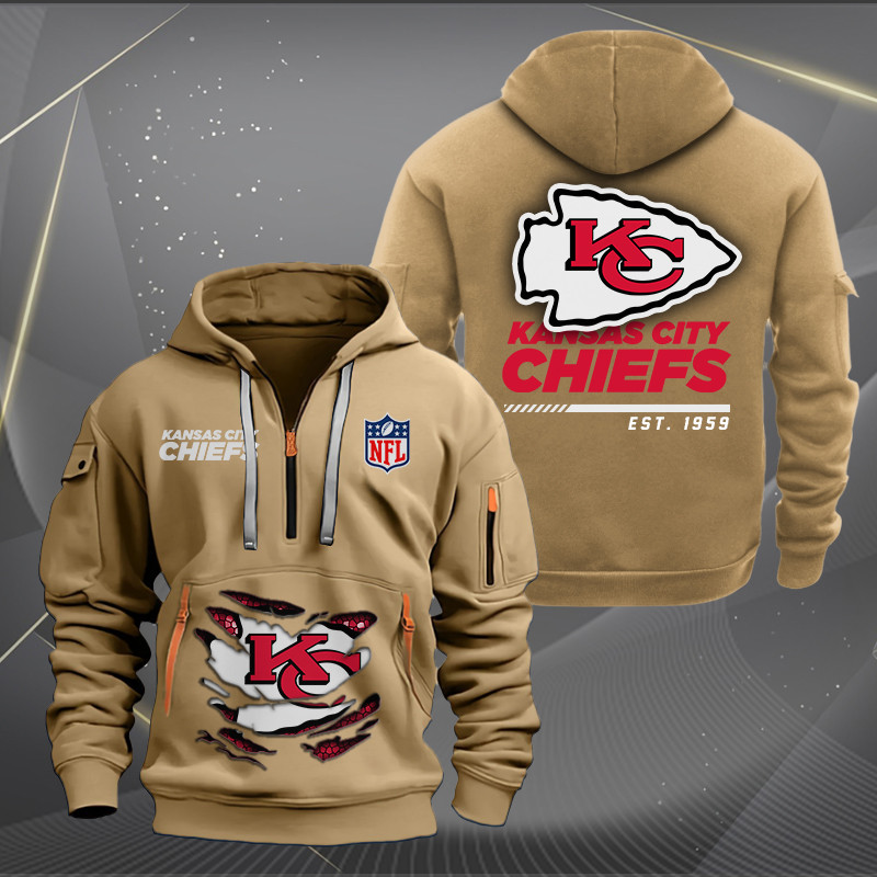 Kansas City Chiefs New Personalized Quarter Zip Hoodie AZBTQZH000110 - Famjoys Kansas City Chiefs New Personalized Quarter Zip Hoodie AZBTQZH000110 - Famjoys