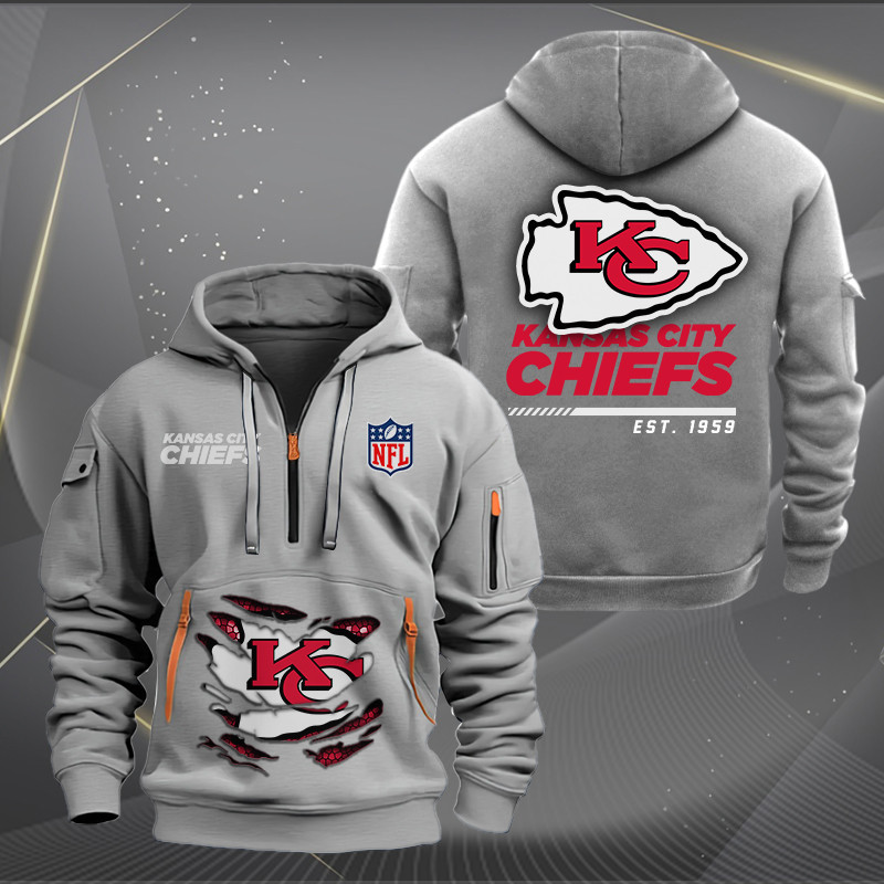 Kansas City Chiefs New Personalized Quarter Zip Hoodie AZBTQZH000110 - Famjoys Kansas City Chiefs New Personalized Quarter Zip Hoodie AZBTQZH000110 - Famjoys