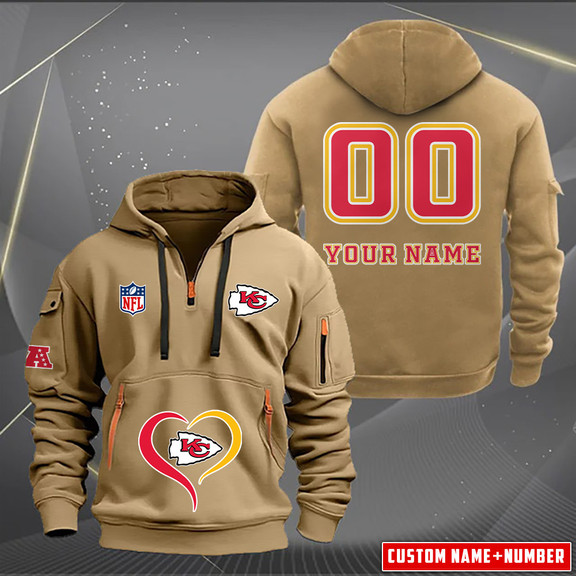Kansas City Chiefs New Personalized Quarter Zip Hoodie AZBTQZH000144 - Famjoys Kansas City Chiefs New Personalized Quarter Zip Hoodie AZBTQZH000144 - Famjoys