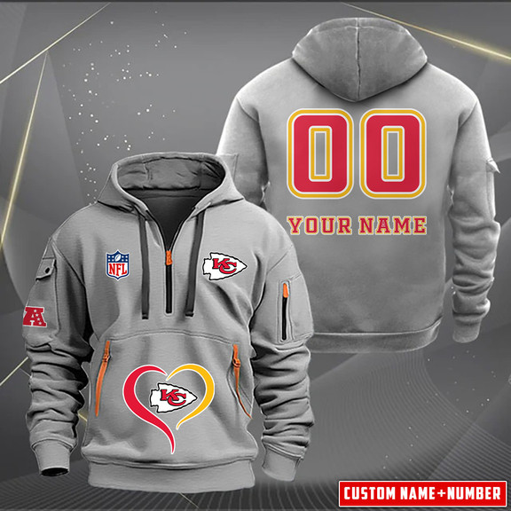 Kansas City Chiefs New Personalized Quarter Zip Hoodie AZBTQZH000144 - Famjoys Kansas City Chiefs New Personalized Quarter Zip Hoodie AZBTQZH000144 - Famjoys