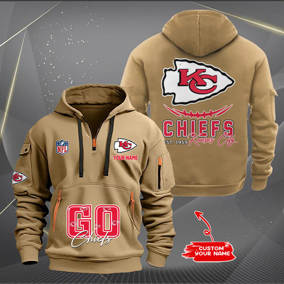 Kansas City Chiefs New Personalized Quarter Zip Hoodie AZBTQZH000155 - Famjoys Kansas City Chiefs New Personalized Quarter Zip Hoodie AZBTQZH000155 - Famjoys