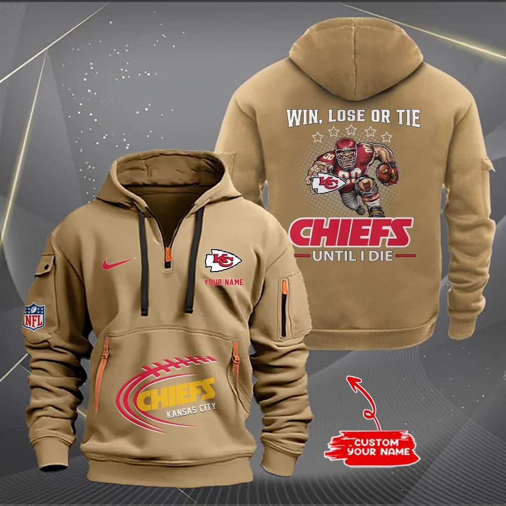 Kansas City Chiefs New Personalized Quarter Zip Hoodie AZBTQZH000170 - Famjoys Kansas City Chiefs New Personalized Quarter Zip Hoodie AZBTQZH000170 - Famjoys