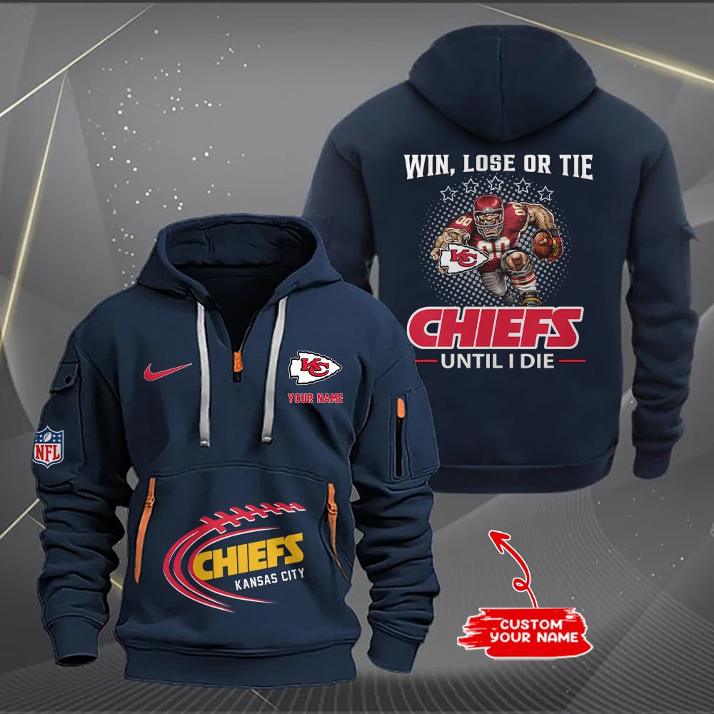 Kansas City Chiefs New Personalized Quarter Zip Hoodie AZBTQZH000170 - Famjoys Kansas City Chiefs New Personalized Quarter Zip Hoodie AZBTQZH000170 - Famjoys