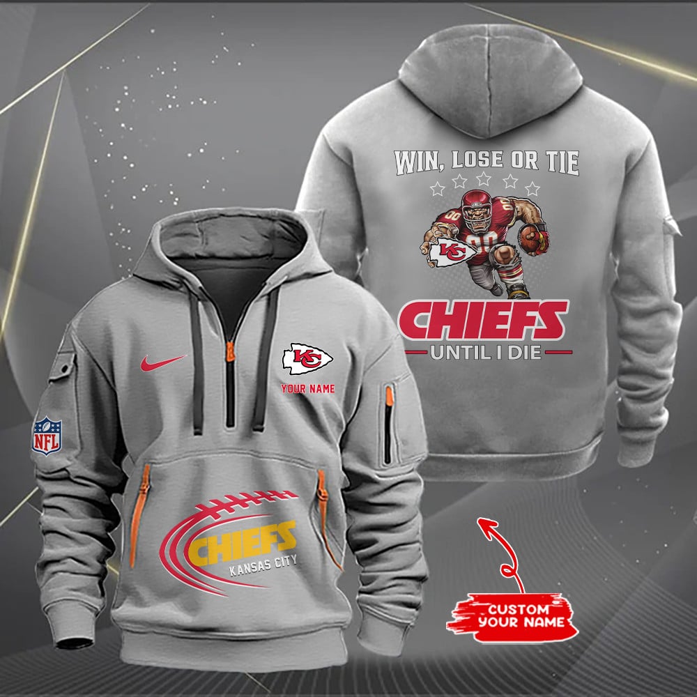 Kansas City Chiefs New Personalized Quarter Zip Hoodie AZBTQZH000170 - Famjoys Kansas City Chiefs New Personalized Quarter Zip Hoodie AZBTQZH000170 - Famjoys