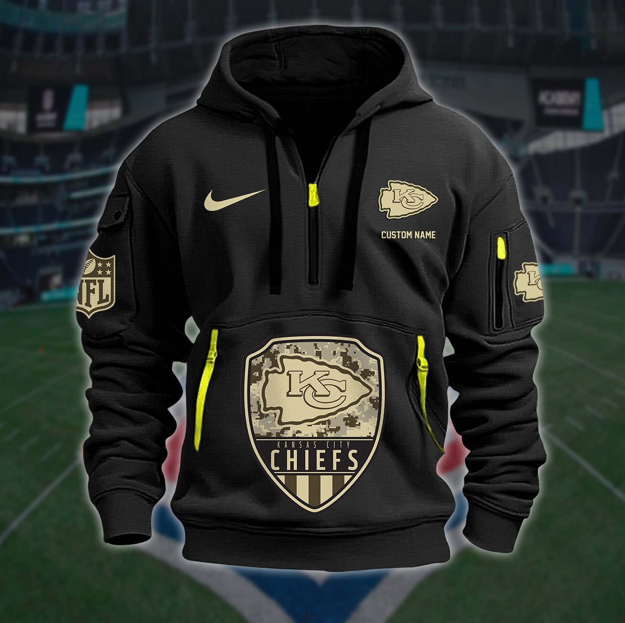 Kansas City Chiefs New Personalized Quarter Zip Hoodie AZBTQZH000187 - Famjoys Kansas City Chiefs New Personalized Quarter Zip Hoodie AZBTQZH000187 - Famjoys