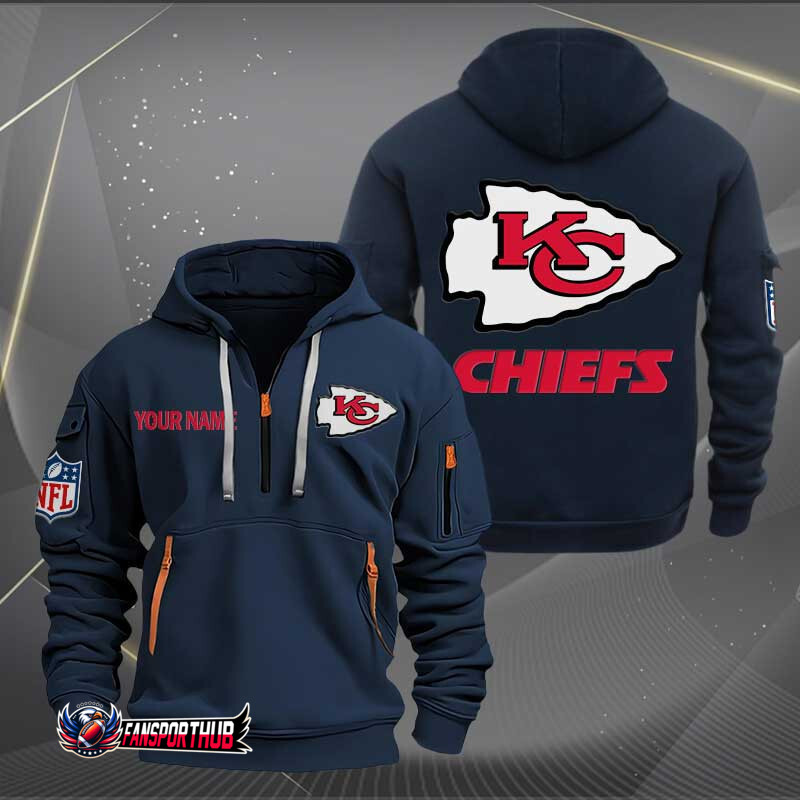 Kansas City Chiefs New Personalized Quarter Zip Hoodie AZBTQZH000238 - Famjoys Kansas City Chiefs New Personalized Quarter Zip Hoodie AZBTQZH000238 - Famjoys