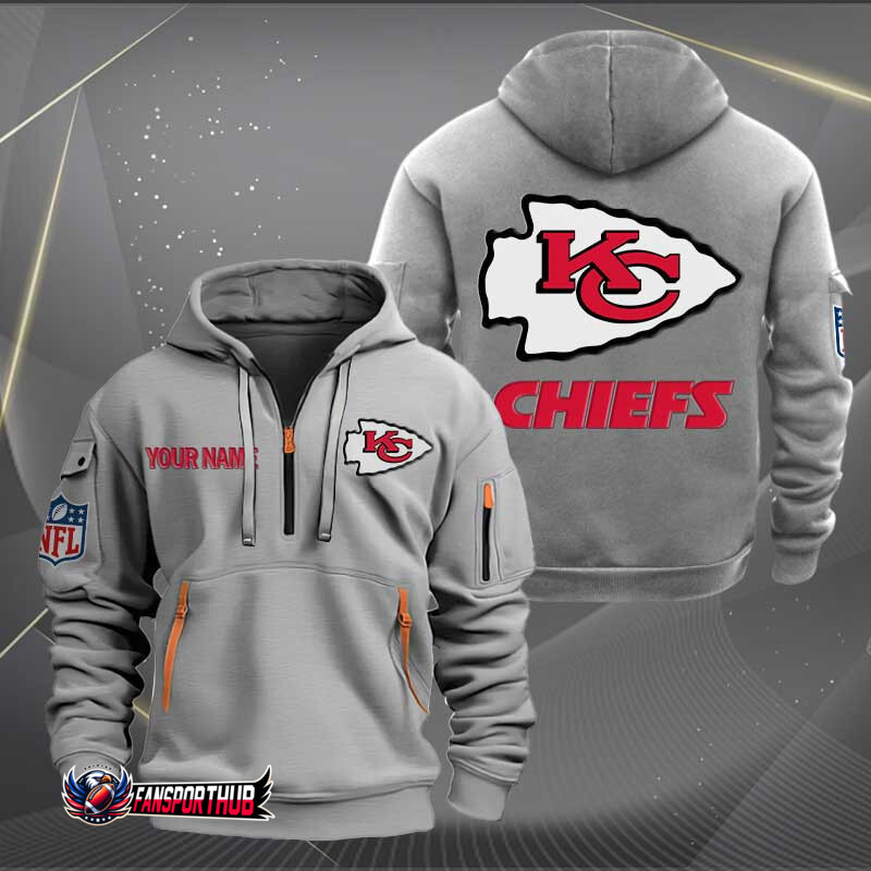 Kansas City Chiefs New Personalized Quarter Zip Hoodie AZBTQZH000238 - Famjoys Kansas City Chiefs New Personalized Quarter Zip Hoodie AZBTQZH000238 - Famjoys