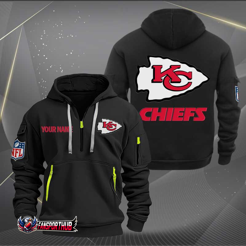 Kansas City Chiefs New Personalized Quarter Zip Hoodie AZBTQZH000238 - Famjoys Kansas City Chiefs New Personalized Quarter Zip Hoodie AZBTQZH000238 - Famjoys