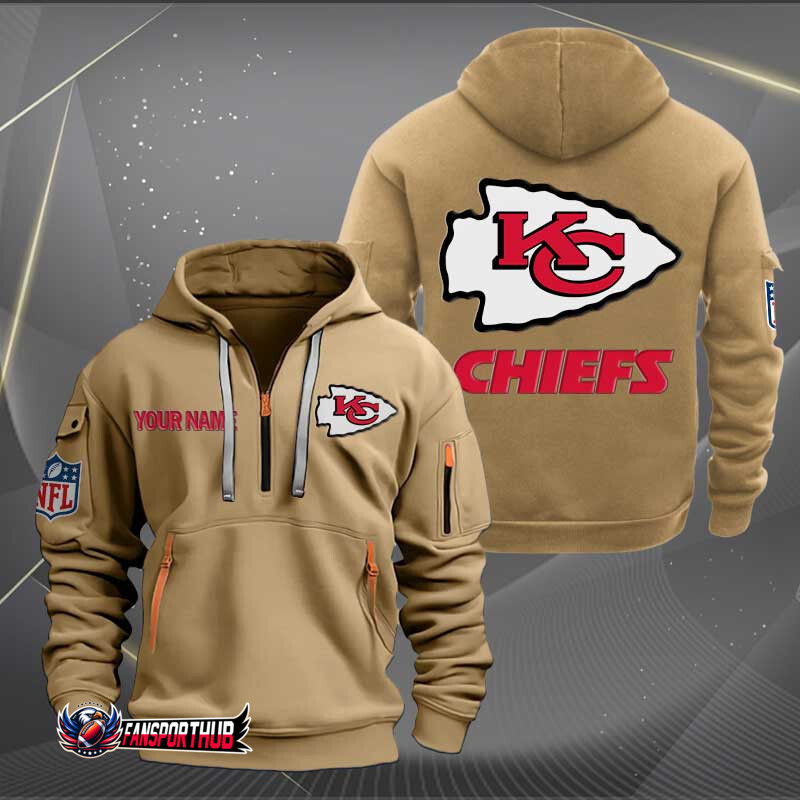 Kansas City Chiefs New Personalized Quarter Zip Hoodie AZBTQZH000238 - Famjoys Kansas City Chiefs New Personalized Quarter Zip Hoodie AZBTQZH000238 - Famjoys