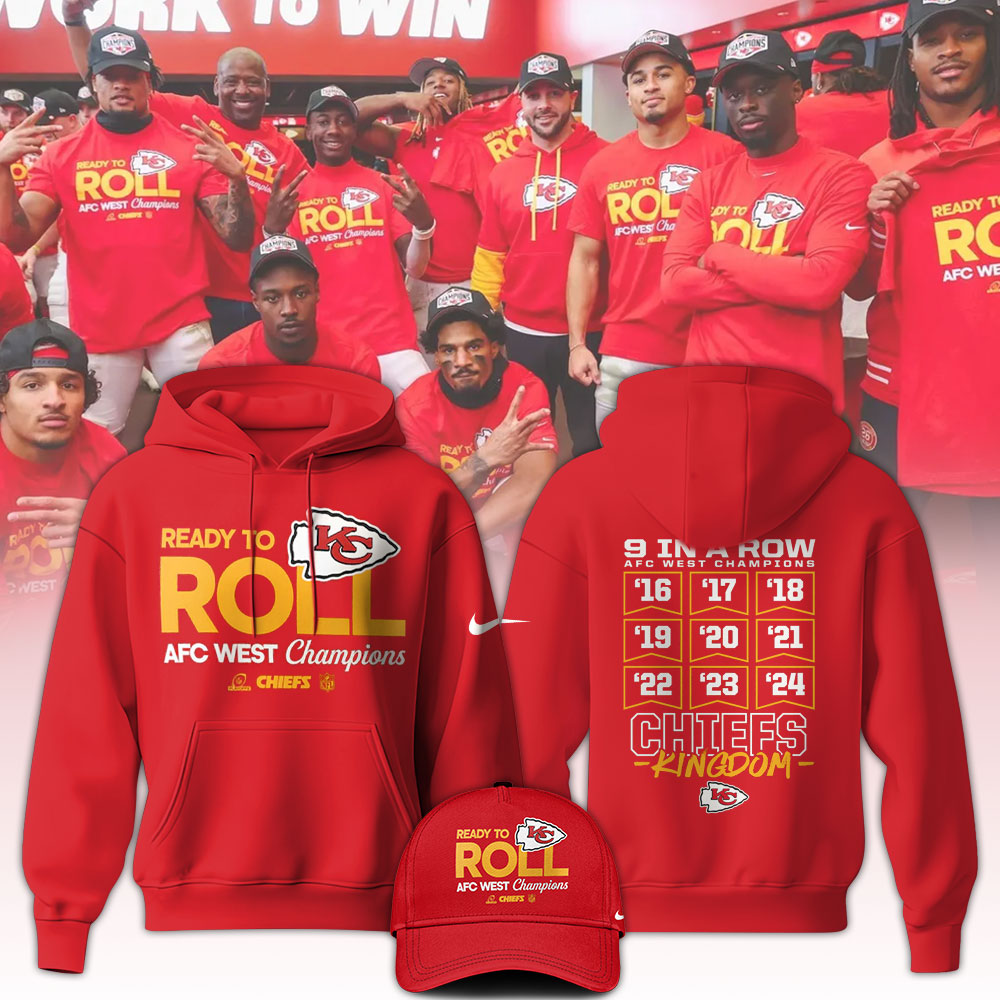 Kansas City Chiefs Nine-Straight AFC West Division Champions Hoodie - Famjoys Kansas City Chiefs Nine-Straight AFC West Division Champions Hoodie - Famjoys