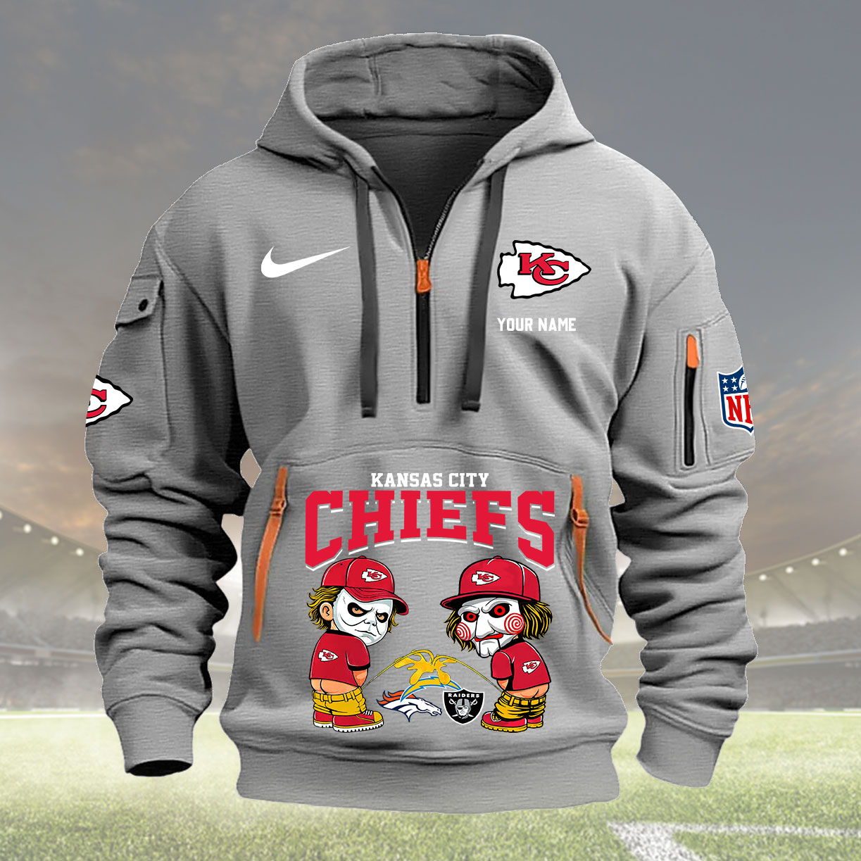 Kansas City Chiefs Personalized Quarter Zip Hoodie New Collection AZBTQZH000290 - Famjoys Kansas City Chiefs Personalized Quarter Zip Hoodie New Collection AZBTQZH000290 - Famjoys