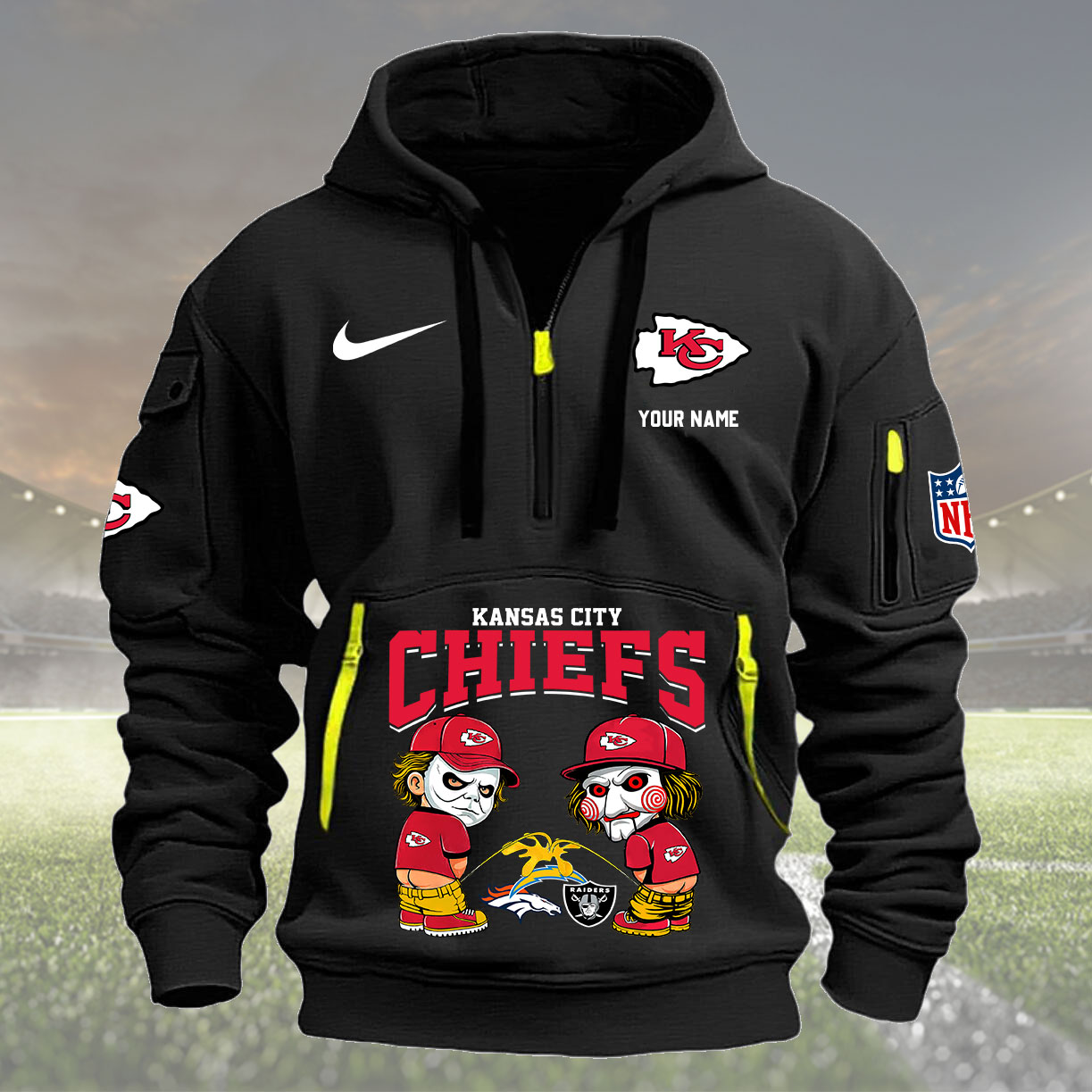Kansas City Chiefs Personalized Quarter Zip Hoodie New Collection AZBTQZH000290 - Famjoys Kansas City Chiefs Personalized Quarter Zip Hoodie New Collection AZBTQZH000290 - Famjoys