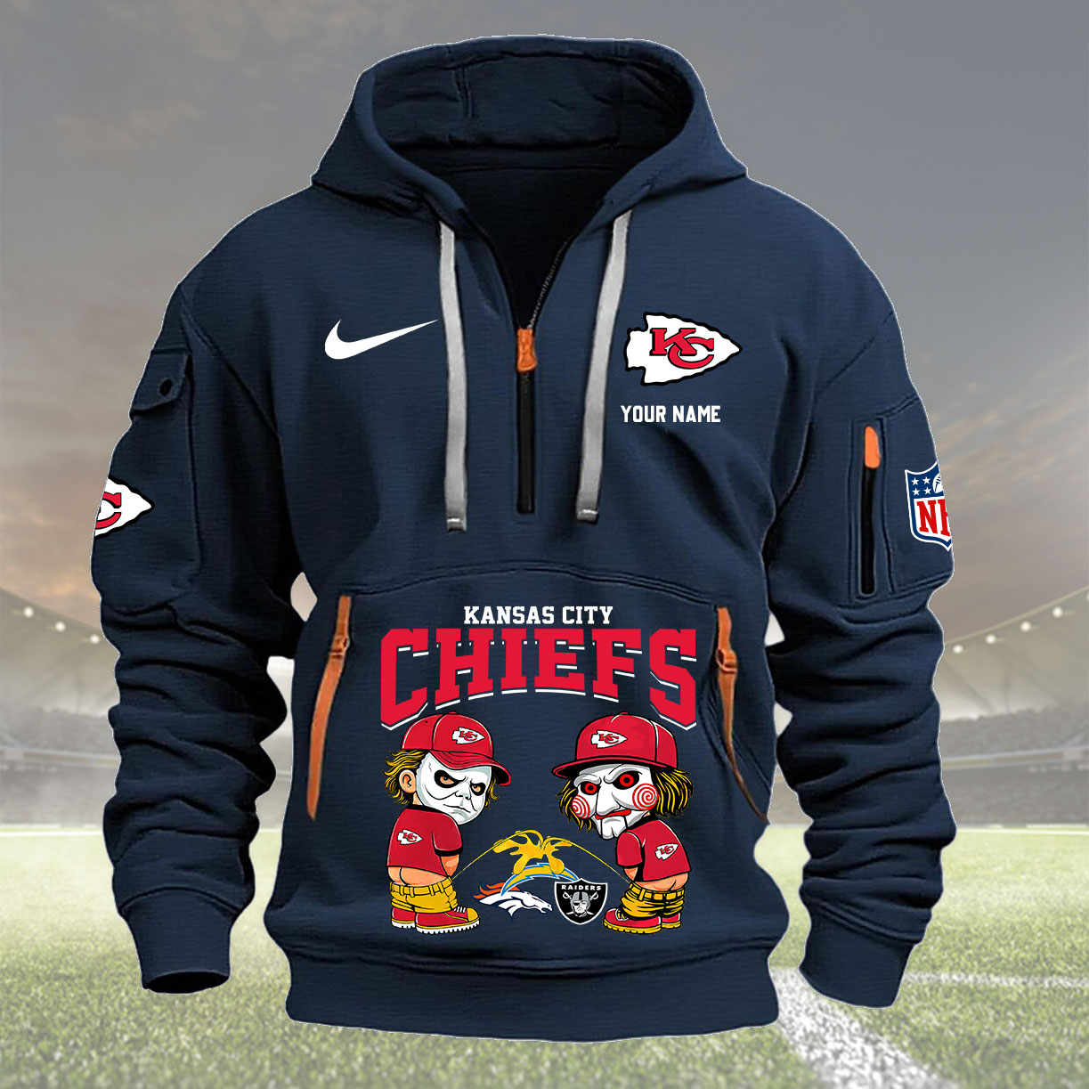 Kansas City Chiefs Personalized Quarter Zip Hoodie New Collection AZBTQZH000290 - Famjoys Kansas City Chiefs Personalized Quarter Zip Hoodie New Collection AZBTQZH000290 - Famjoys