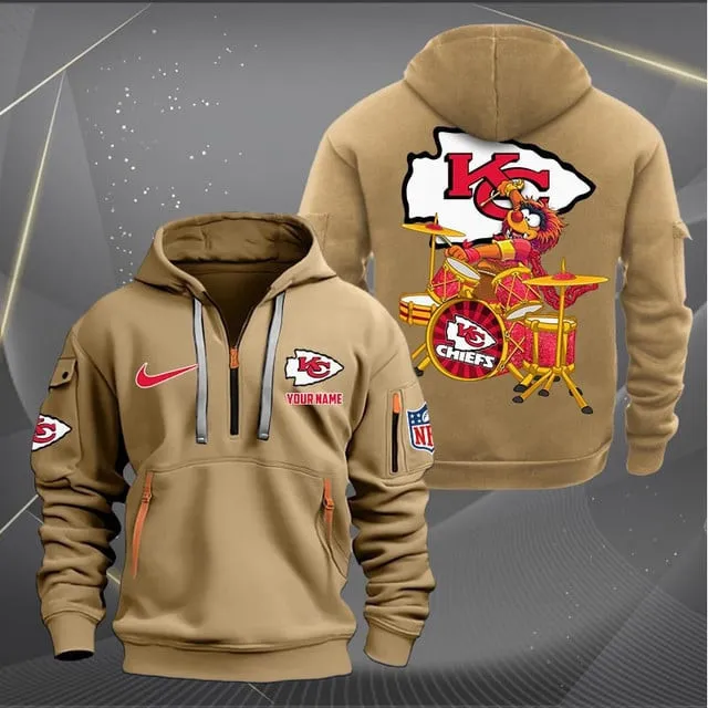 Kansas City Chiefs Premium Personalized Quarter Zip Hoodie AZBTCQZH000018 - Famjoys Kansas City Chiefs Premium Personalized Quarter Zip Hoodie AZBTCQZH000018 - Famjoys