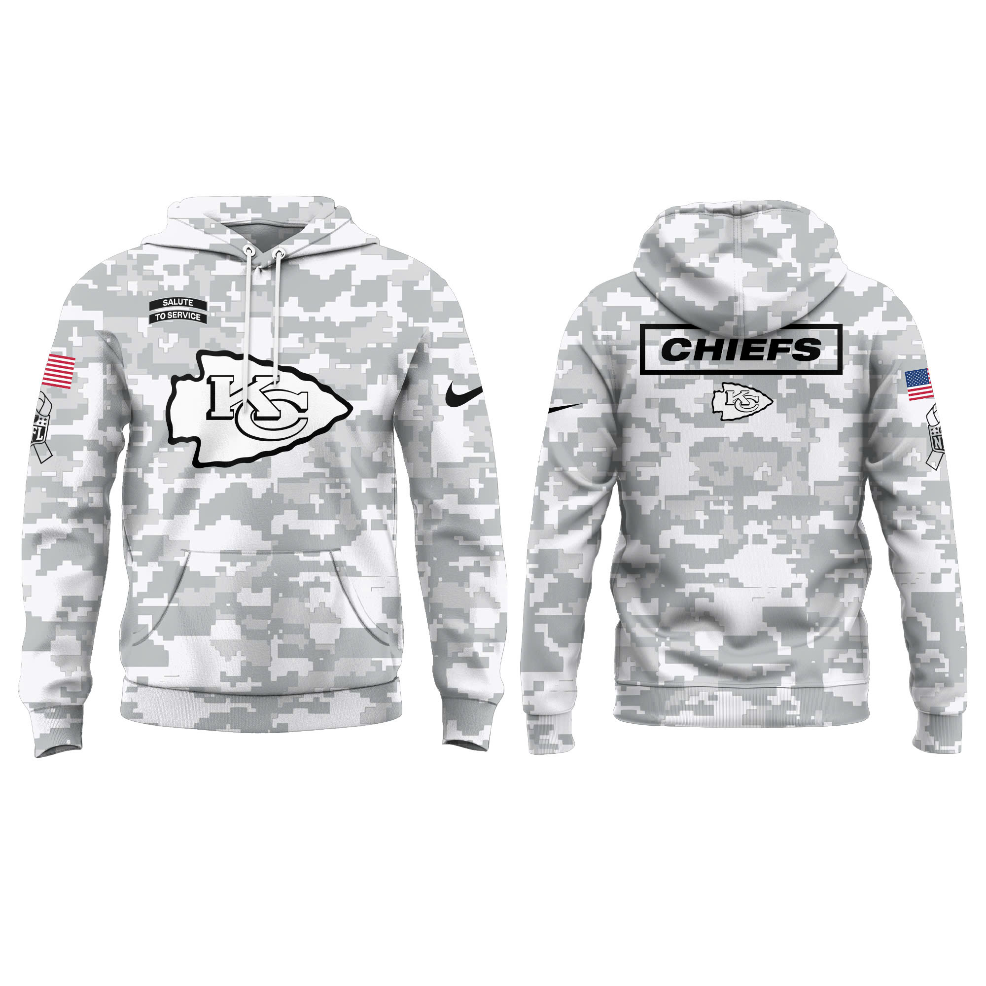Kansas City Chiefs Salute to Service Club Fleece Pullover Hoodie - Famjoys Kansas City Chiefs Salute to Service Club Fleece Pullover Hoodie - Famjoys