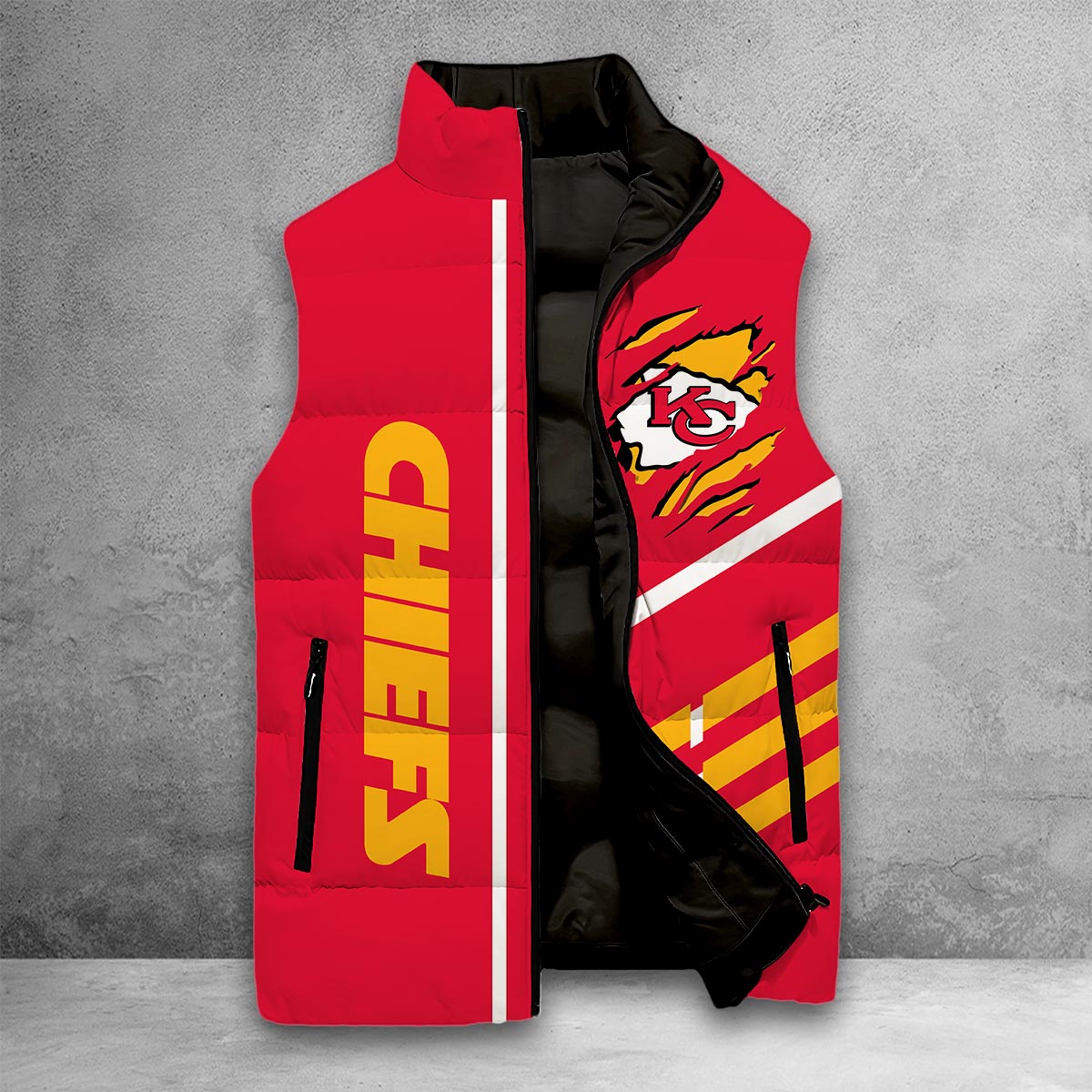 Kansas City Chiefs Sleeveless Down Puffer Jacket - Famjoys Kansas City Chiefs Sleeveless Down Puffer Jacket - Famjoys