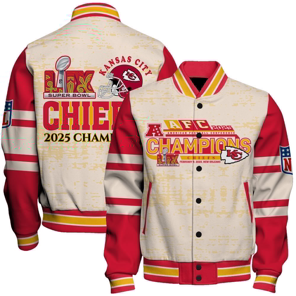 Kansas City Chiefs Super Bowl 2025 Wear The Legacy Varsity Jacket - Famjoys Kansas City Chiefs Super Bowl 2025 Wear The Legacy Varsity Jacket - Famjoys