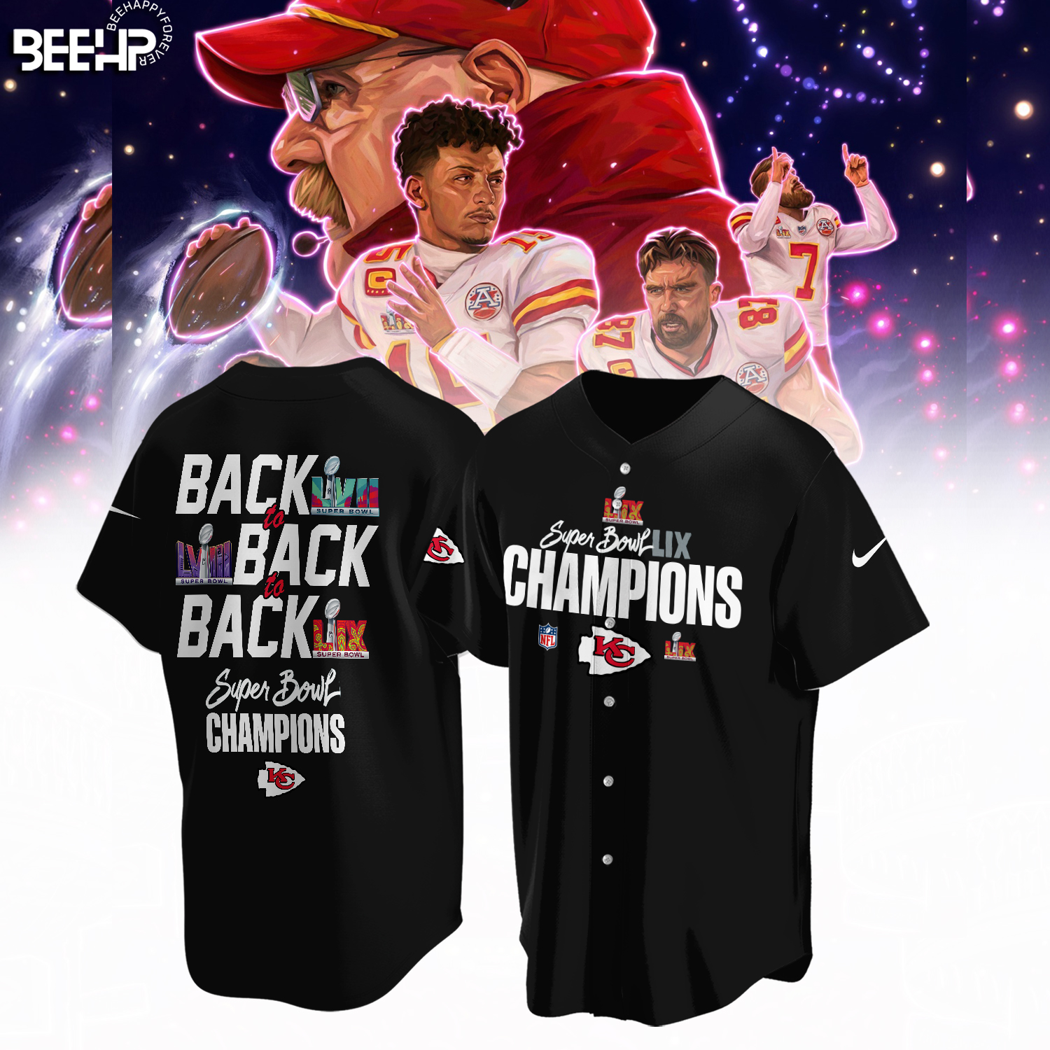 Kansas City Chiefs Super Bowl LIX Champions Shirt - Famjoys Kansas City Chiefs Super Bowl LIX Champions Shirt - Famjoys