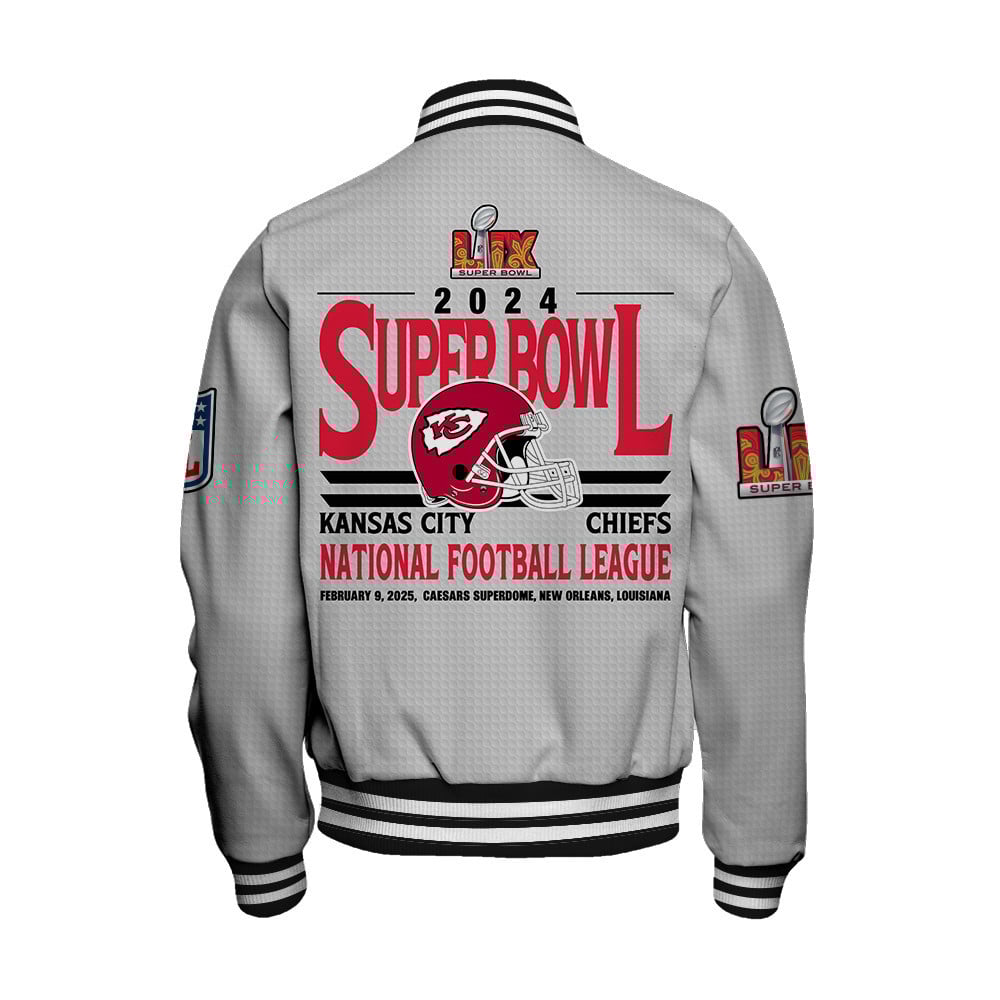Kansas City Chiefs Super Bowl LIX Glory Varsity Jacket - Famjoys Kansas City Chiefs Super Bowl LIX Glory Varsity Jacket - Famjoys