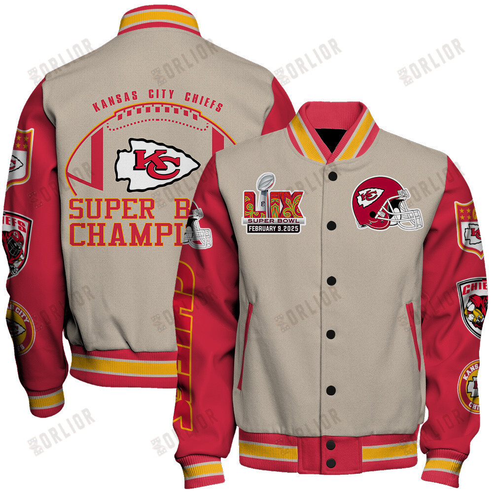 Kansas City Chiefs Super Bowl LIX Lead The Way Varsity Jacket - Famjoys Kansas City Chiefs Super Bowl LIX Lead The Way Varsity Jacket - Famjoys